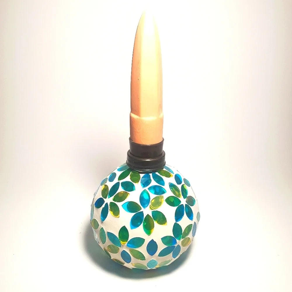 EVERGREEN Mosaic Glass Watering Globe w Terracotta Spike Patio Garden Multicolor - Picture 4 of 7